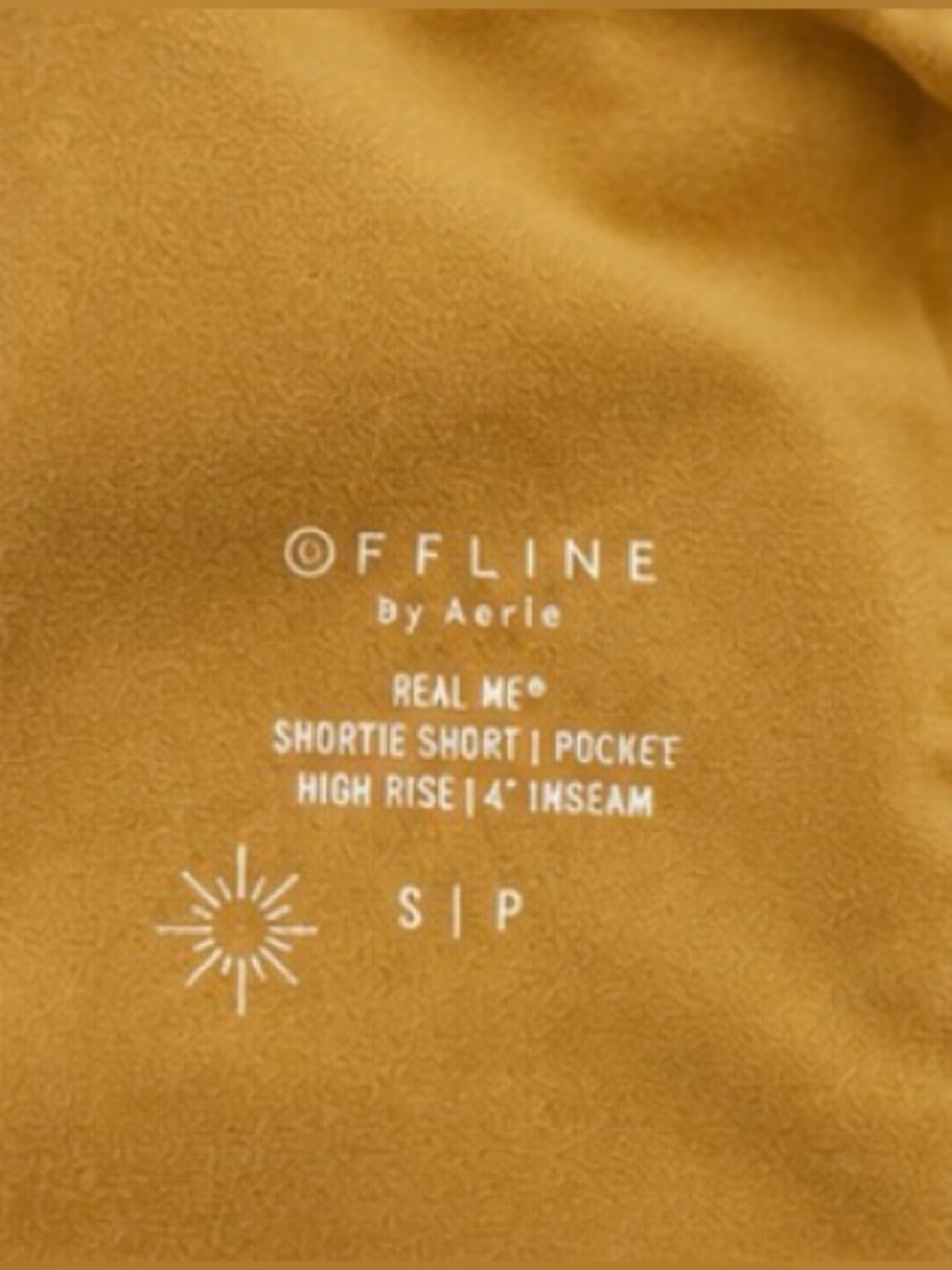 Aerie OFFLINE Real Me High Rise Biker Shorts Mustard Gold NWOT - Picture 4 of 4